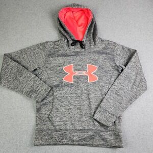 Under Armour Hoodie Womens Small Gray ColdGear Space Dye Semi-Fitted Big Logo